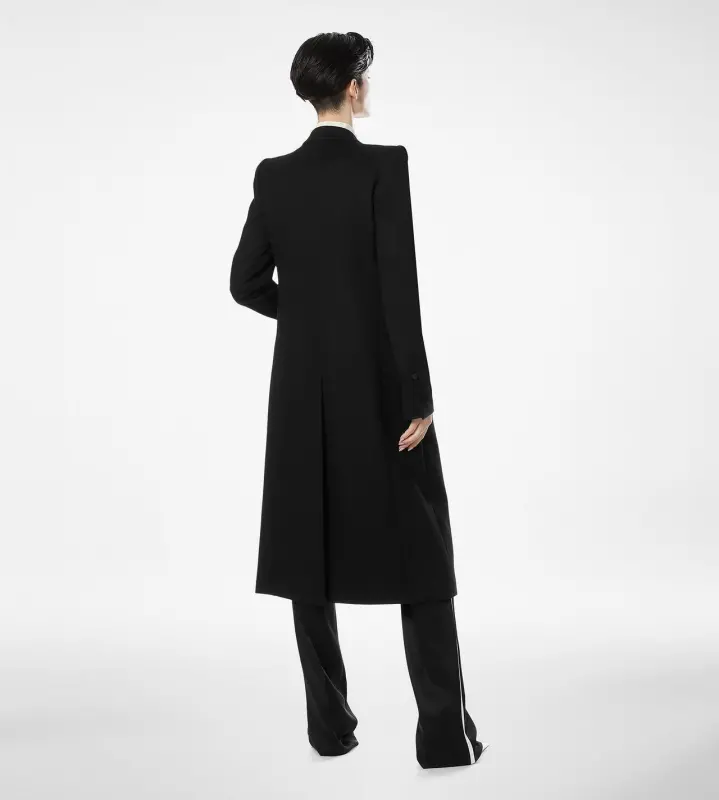 DOUBLE FACE LIGHT WOOL SINGLE BREASTED EVENING COAT BLACK online